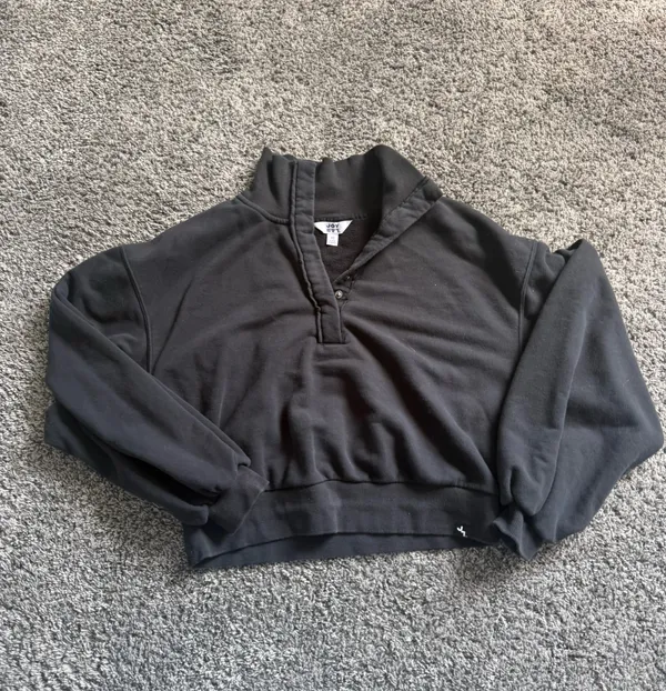 JoyLab Black Snap-Front Funnel Neck Sweatshirt - Image 2