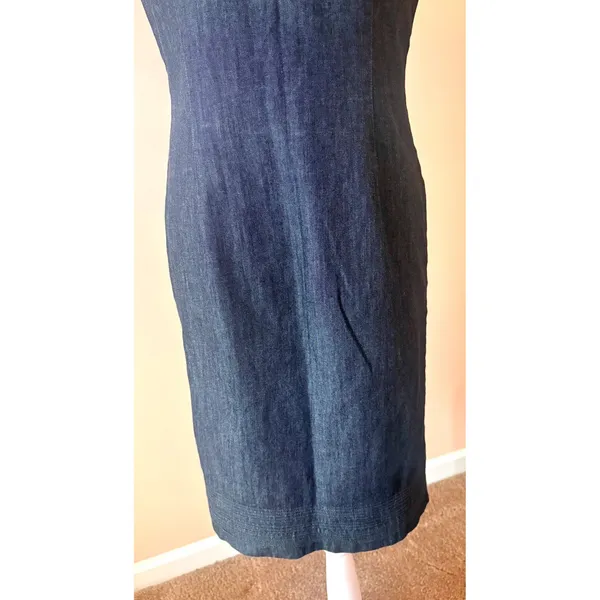 Boden Denim Shift Dress Womens 4L Blue‎ Excellent Pintuck Pocket - Image 10