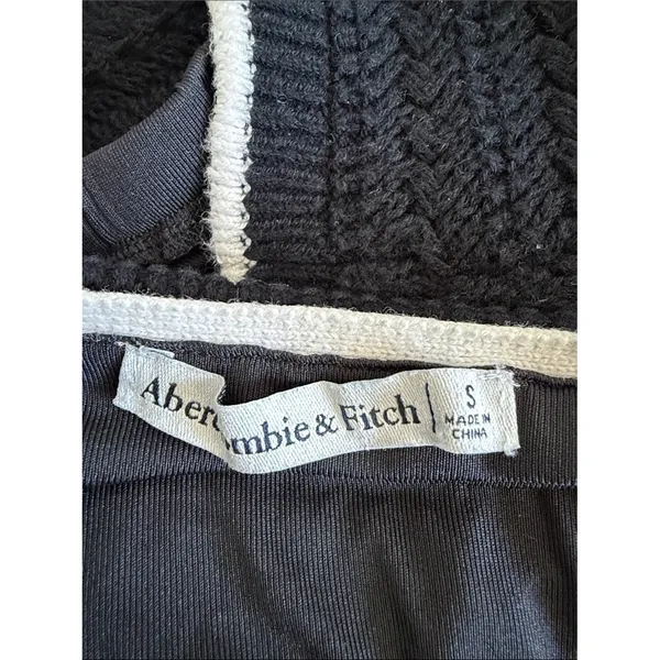 Abercrombie & Fitch Crochet Knit Crop Cami Small Black White Cotton Bra Top - Image 4