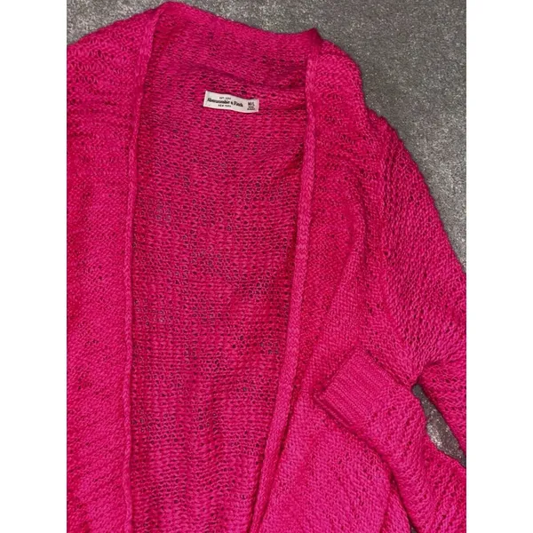 Abercrombie & Fitch Open Front Sweater Wool Blend Boho Drape Hem‎ Pink M/l - Image 2