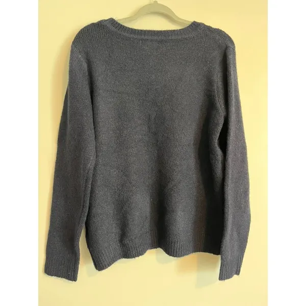 Cupcakes and Cashmere Navy Blue Dog Puppy Love Heart Embroidered Knit Sweater L - Image 6