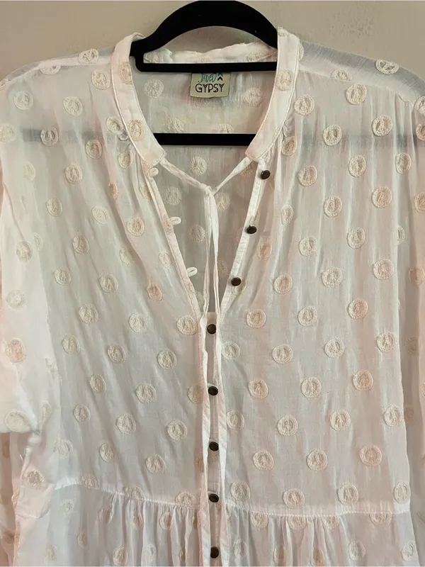 Jaded Gypsy Peace Be With You Embroidered Tunic Top Boho Lagenlook Size S/M - Image 6