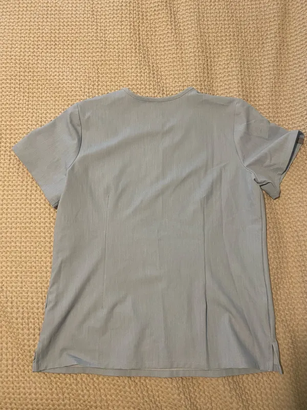 FIGS Chambray Scrub Top Light Blue - Image 4