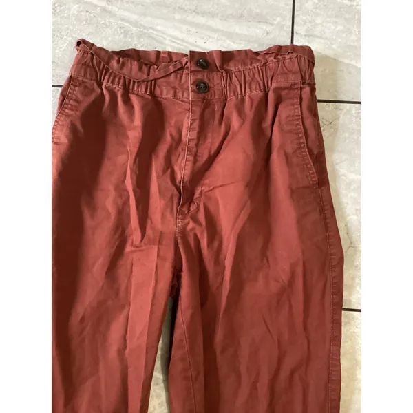 Madewell High Rise Paperbag Waist Cropped Pants Rust Red Size 2 - Image 3