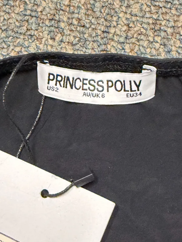 Princess Polly Black Vihaan Crop Top Size 2 Bow Detail Sweetheart Neckline NWT - Image 12