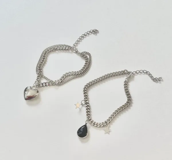 2 Pieces Silver Tone Bracelet Set - Image 4
