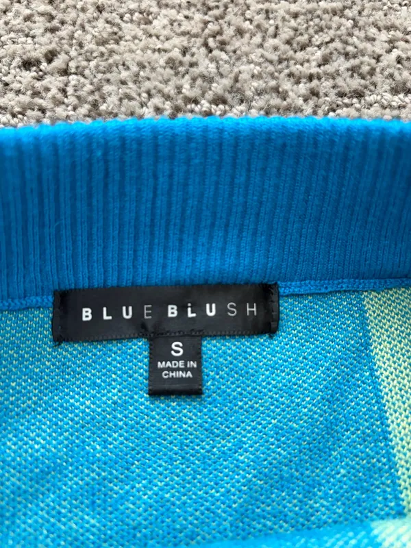 Blue Blush Green and Blue Checkered Sweater Skirt - Image 2