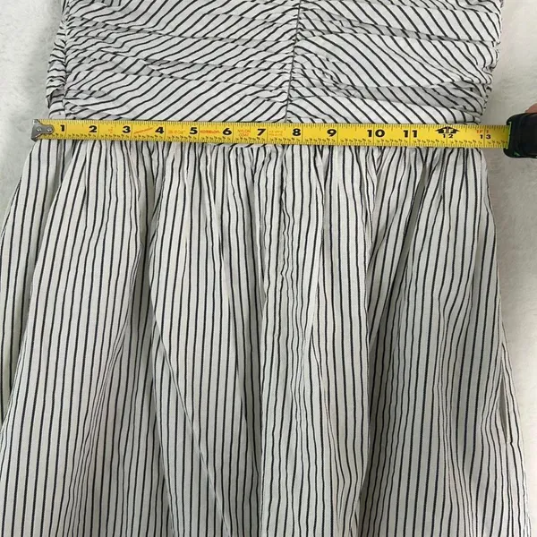 Aryn K Strapless Mini Dress Womens‎ Small Black White Striped Ruched Fit & Flare - Image 8