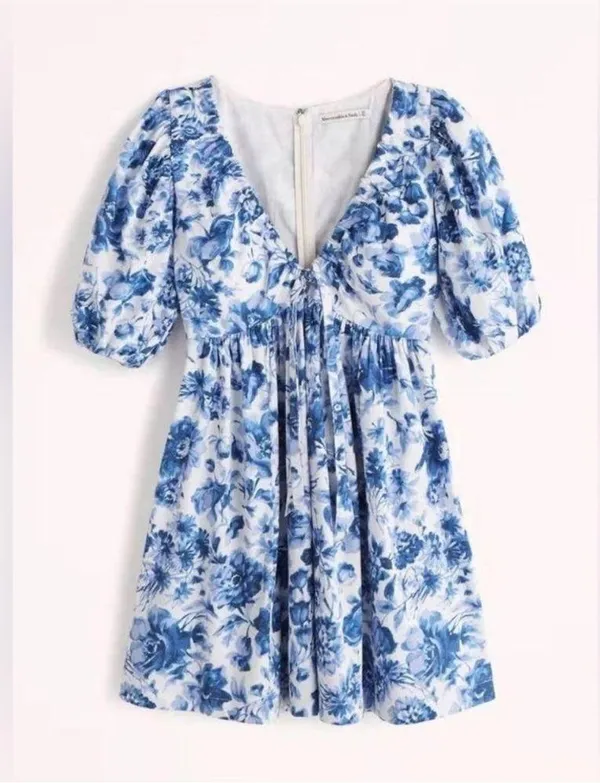 Abercrombie & Fitch Cinch Front Poplin Mini Dress Sz XL - Image 2