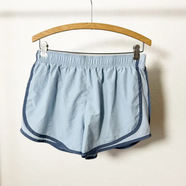 Nike‎ Dri Fit Running Shorts Light Blue Dolphin Hem Athletic Womens Size L - Image 4