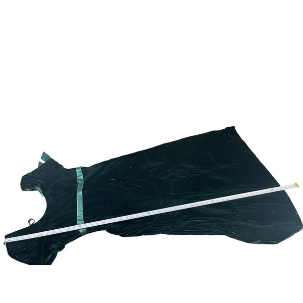 Donna Ricco Velvet Emerald Green Maxi Short Sleeve Empire Waist Dress 8 - Image 8
