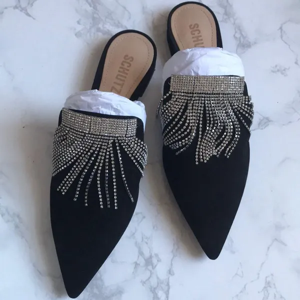 Shultz Eliora Rhinestone Fringe Mules size 7 NEW - Image 5