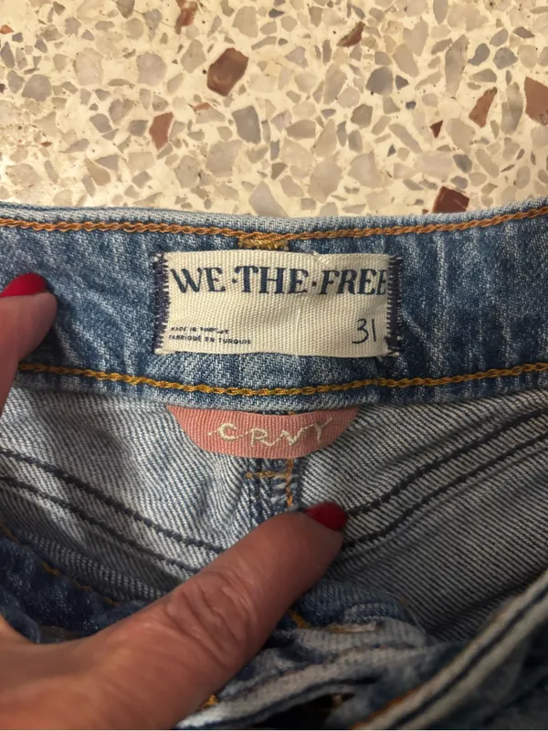We The Free Distressed Blue Denim Cutoff Shorts - Image 3