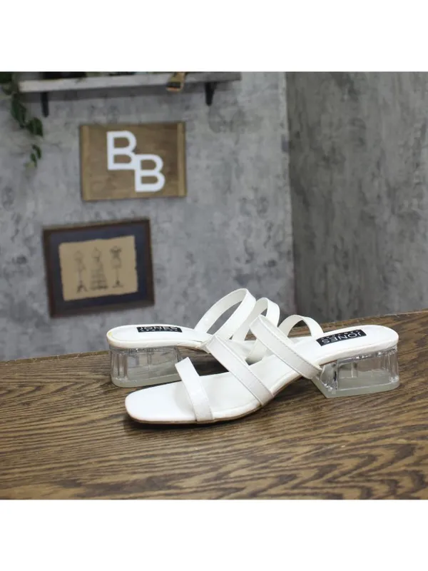Jones New York Strappy Block Heel Slide Sandal Open Toe JNY-UNIKA White 8M - Image 7