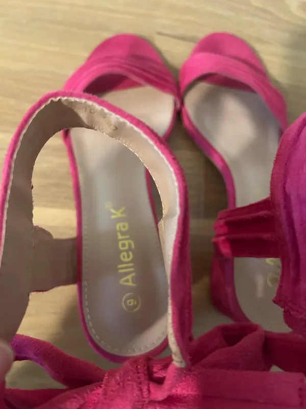 Allegra K Hot Pink Suede Bow Heels - Image 3