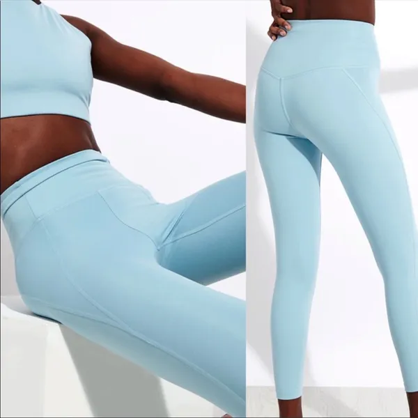 Girlfriend Collective High Rise Compressive Leggings: Sky Light Blue - Image 8