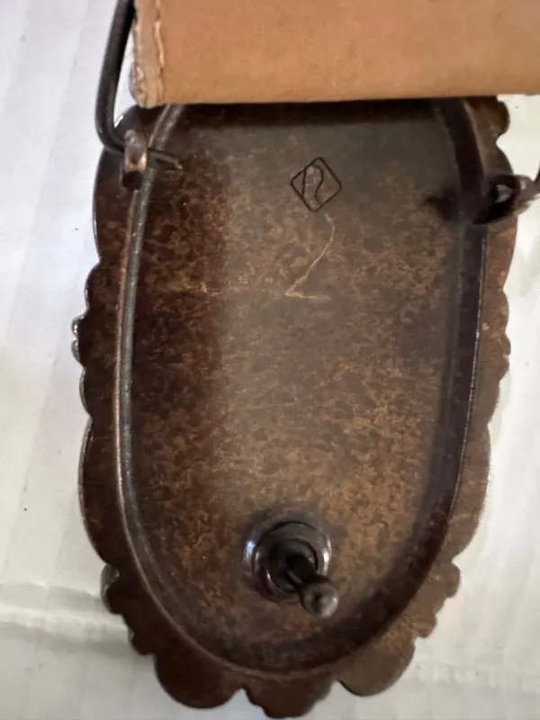 Vintage Pit Bull Leather Belt Antique Brass Buckle Tan Western Cowboy Unisex 40" - Image 7