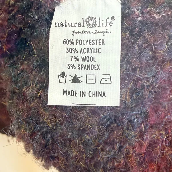 Natural Life XL Oversized Fuzzy V-Neck Sweater Burgundy Purple Wool Blend - Image 8