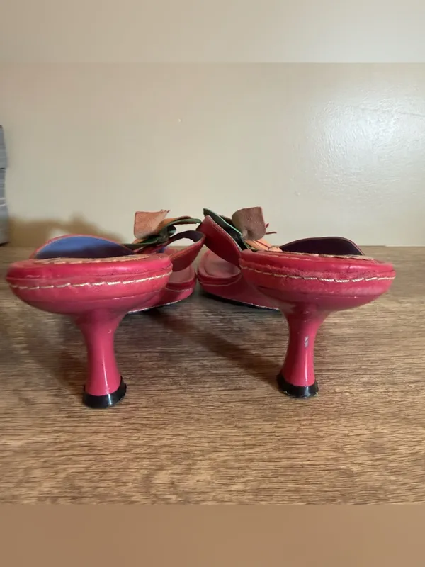 Y2K Indigo by Clark’s Leather Pink Fuchsia Kitten Heels Sandals Women’s Sz 9 - Image 6