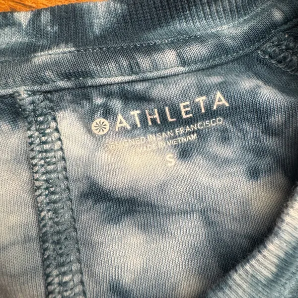 Athleta Tie Dye Crew Neck Sweatshirt Blue‎ White Gray Size S - Image 2