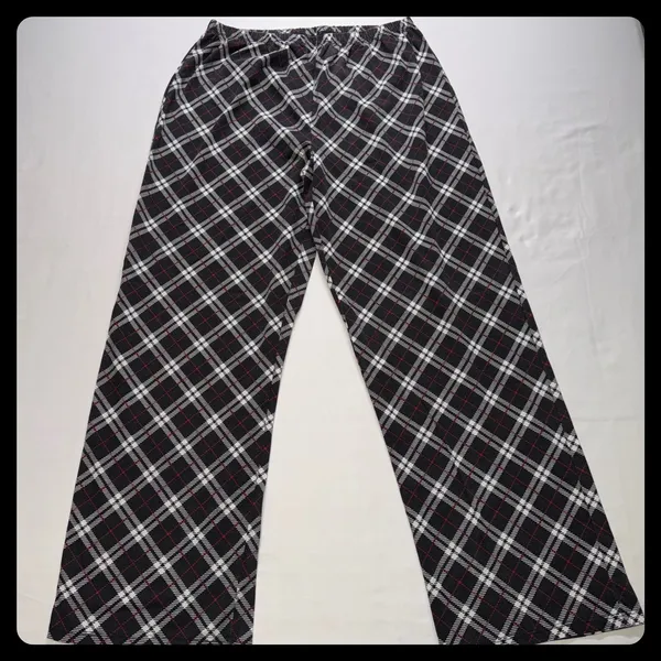 Laura Ashley Pajama Set Women Medium Black Plaid Cotton Blend Sleepwear‎ - Image 7