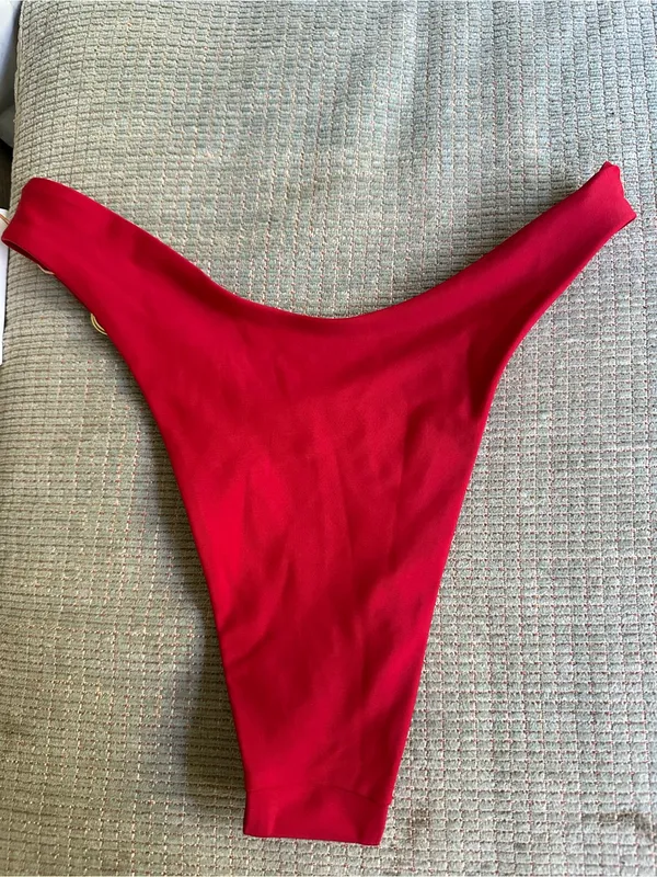 NWT Quince High Leg Ring bikini bottoms cherry - Image 4