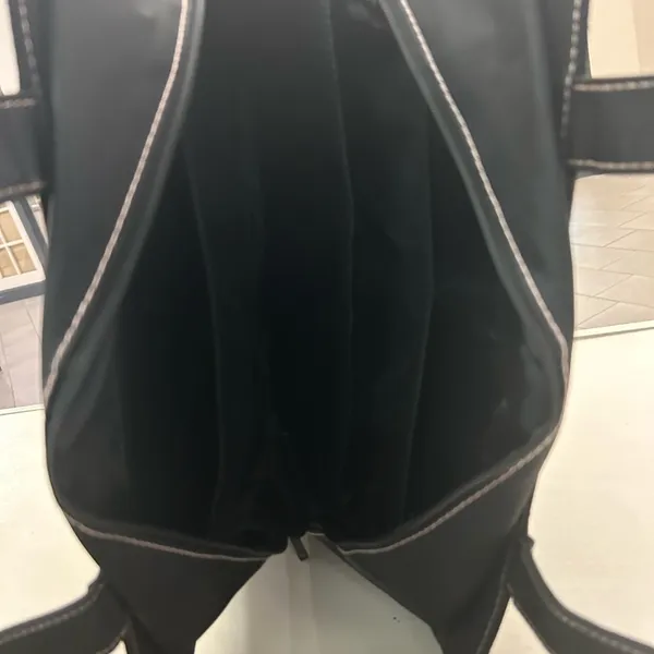 Mary Kay Black Textured Fabric Tote Bag with Wide Base-like new - Image 9