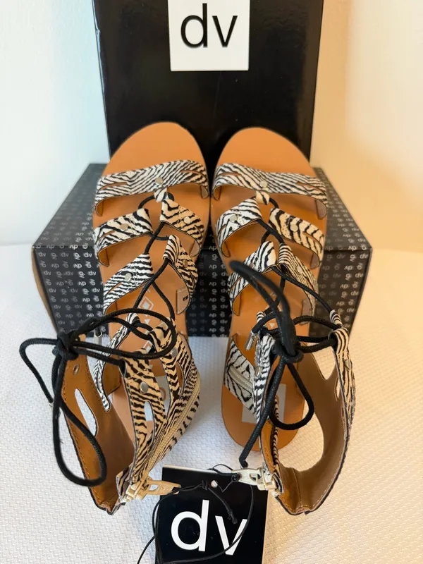 DV by Dolce Vita Zebra Print Lace-Up Gladiator Sandals - Image 2