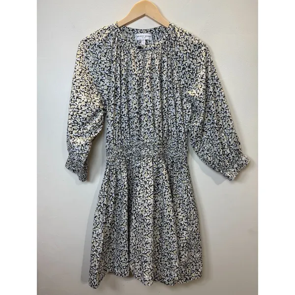 Apiece Apart Dress Womens XS Black Yellow Floral Organic Cotton Mini Summer - Image 5
