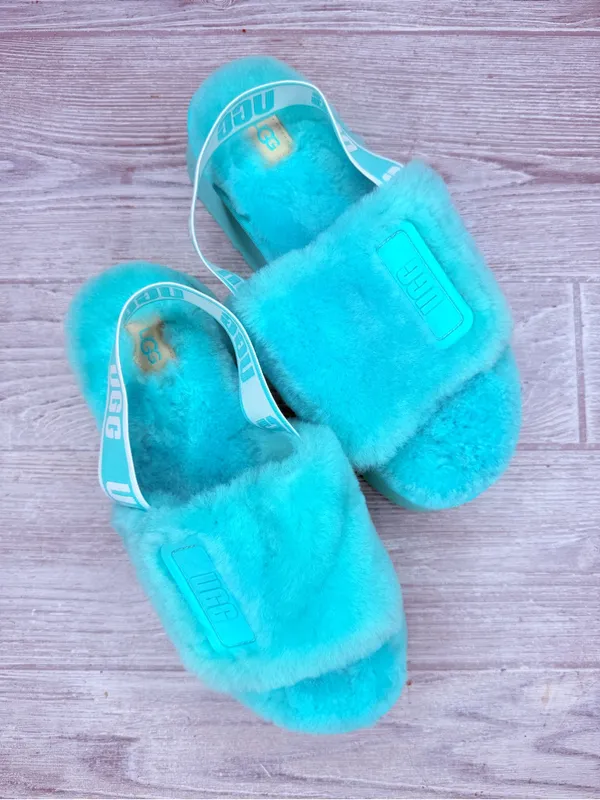 UGG Women's Disco Platform Slide Tide Pool 9 fluffy wool sandals shoes slip on - Image 13
