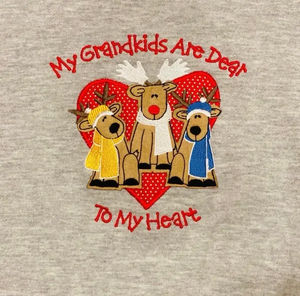 Grandkids Are Dear to My Heart Embroidered Sweatshirt Reindeer Christmas L - Image 5