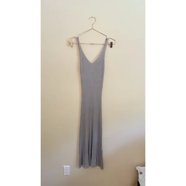 Callahan Knitwear Tammy Midi Ribbed Dress Size S‎ Gray Sleeveless Vneck - Image 4