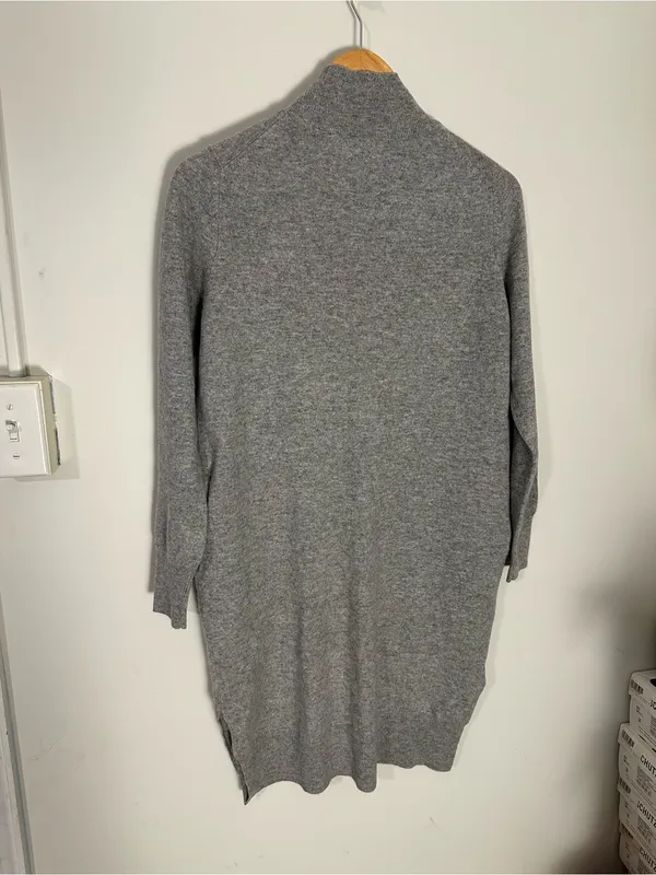 100% cashmere mock neck long sleeve dress grey - Image 6