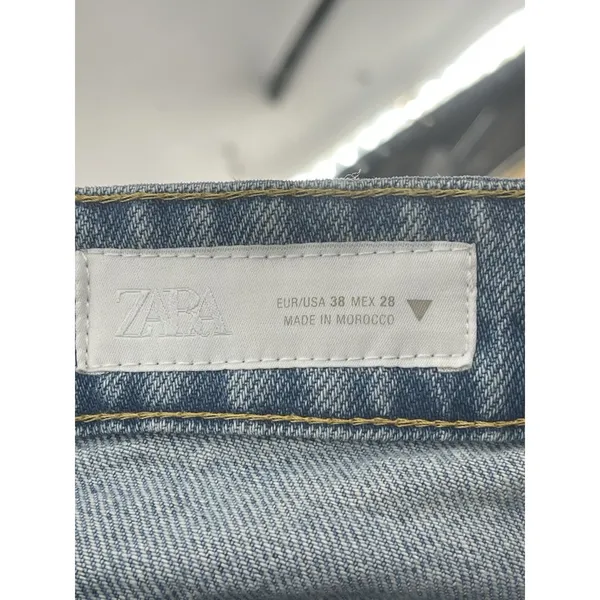 Zara Jeans Womens Size 6 Blue High Rise Straight Leg Distressed Denim Q0011‎ - Image 4