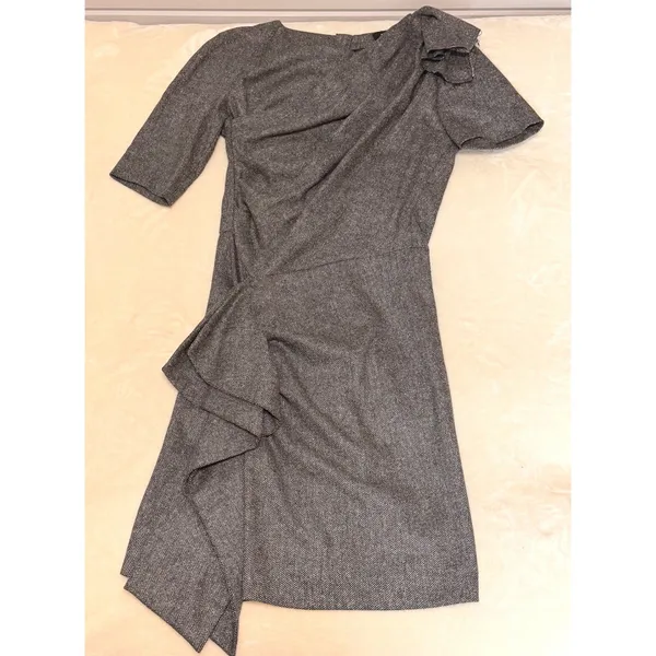 Isabel Marant Kingsley Draped Tweed Dress Wool Silk Blend Asymmetrical 36/US 4 - Image 4