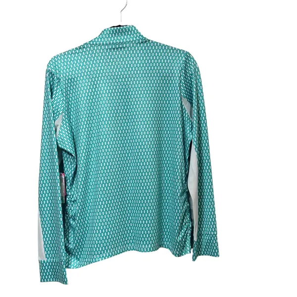 Stella Parker Sport Teal White Geometric Quarter Zip Pullover Mesh Venting L - Image 3