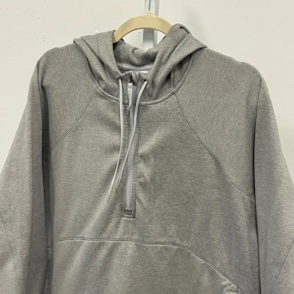 Athleta Forever Fleece 1/2 Zip Hoodie XL 825011-01 Relaxed Fit Heather Gray - Image 4