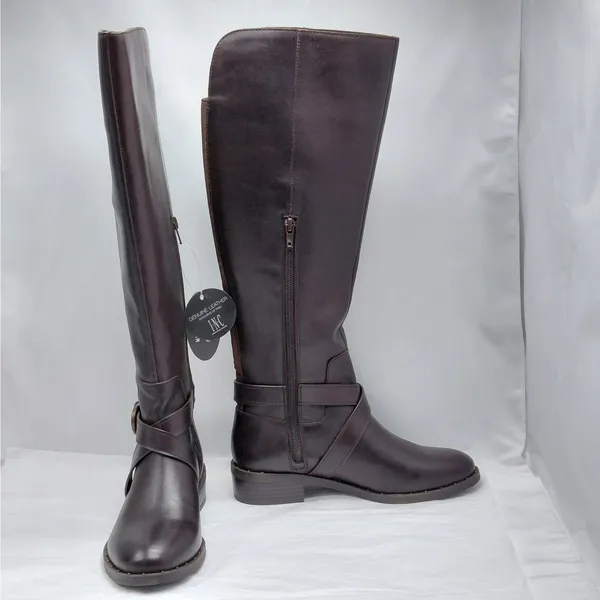 INC Fadora Brown Leather Riding Boots Womens 6M Knee High Zip Equestrian Western - Image 5