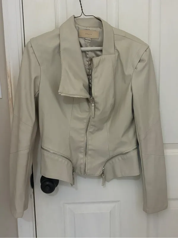 Blank NYC Faux Leather Moto Jacket in Vanilla Latte - Image 8