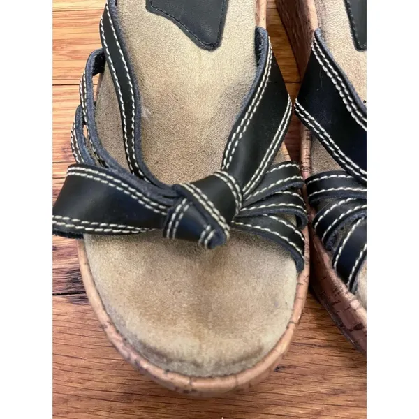 Sbicca of California Black Knotted Cork Wedge Sandals Size 8 - Image 8