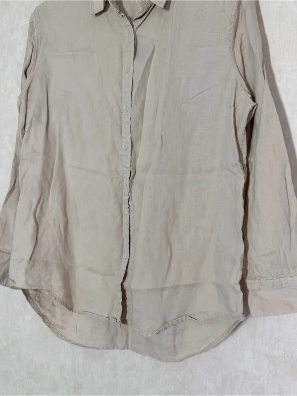 Quince Women’s 100% European Linen Long Sleeve Shirt in Driftwood M - Image 6