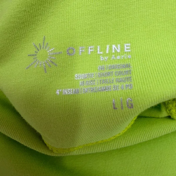 OFFLINE by Aerie‎ Bike Shorts Women L Lime Green Activewear Pilates Gym Sporty - Image 3