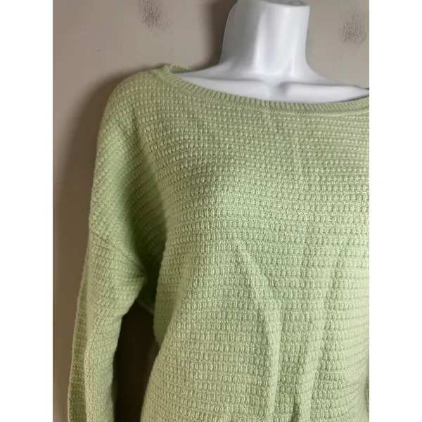 Banana Republic Sunday Sunday Sage Green Merino‎ Cashmere Waffle Knit Sweater XL - Image 2