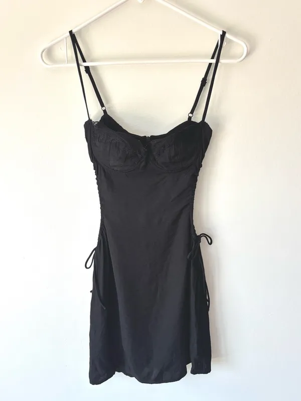 Princess Polly Hazel Cut Out Mini Dress Black Ruched Lace Bodice Whimsigoth - Image 6