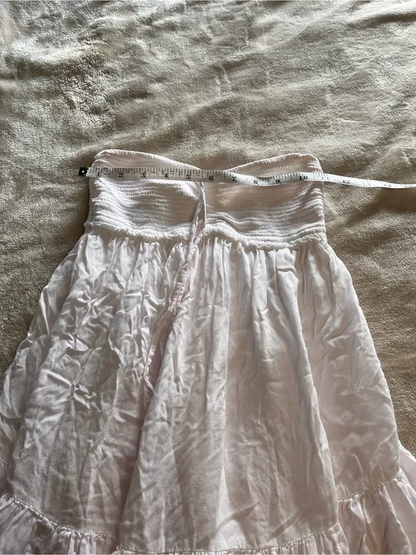WILFRED Aritzia Pale Pink White Strapless/Neck Tie Babydoll Mini Dress 2XS - Image 6