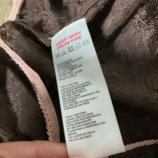 Urban Outfitters Floral Jacquard Midi Skirt Womens S Brown Lace Trim Coquette - Image 5