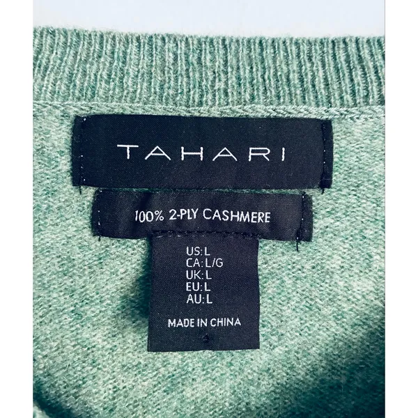 Tahari 100% Cashmere Sweater Soft Fall Winter Fashion Seafoam Green Large - Image 2