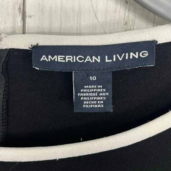 American Living Black White Midi Dress Size 10 Stretch Cocktail Career Party - Image 4