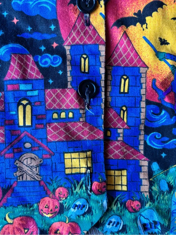 Vintage Basic Editions Halloween Trick Treat Ghosts Black Vest V Neck - Image 4