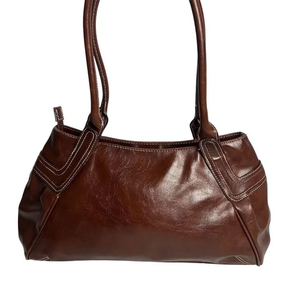 Nine West Women's‎ Brown Leather Shoulder Bag with Zip Closure - Image 5